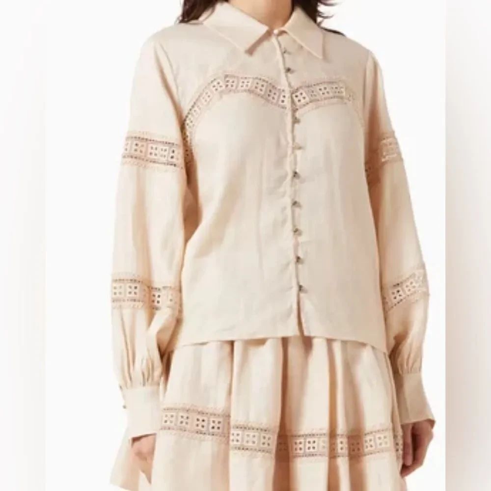 KEEPSAKE THE LABEL
Carrie Trim Shirt in Linen NWT Size US 6
